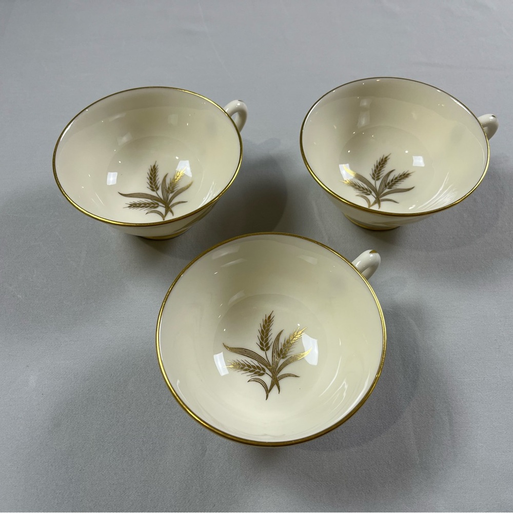 Lenox “Harvest Wheat” Elegant Cream Teacups with 24k Gold Trim